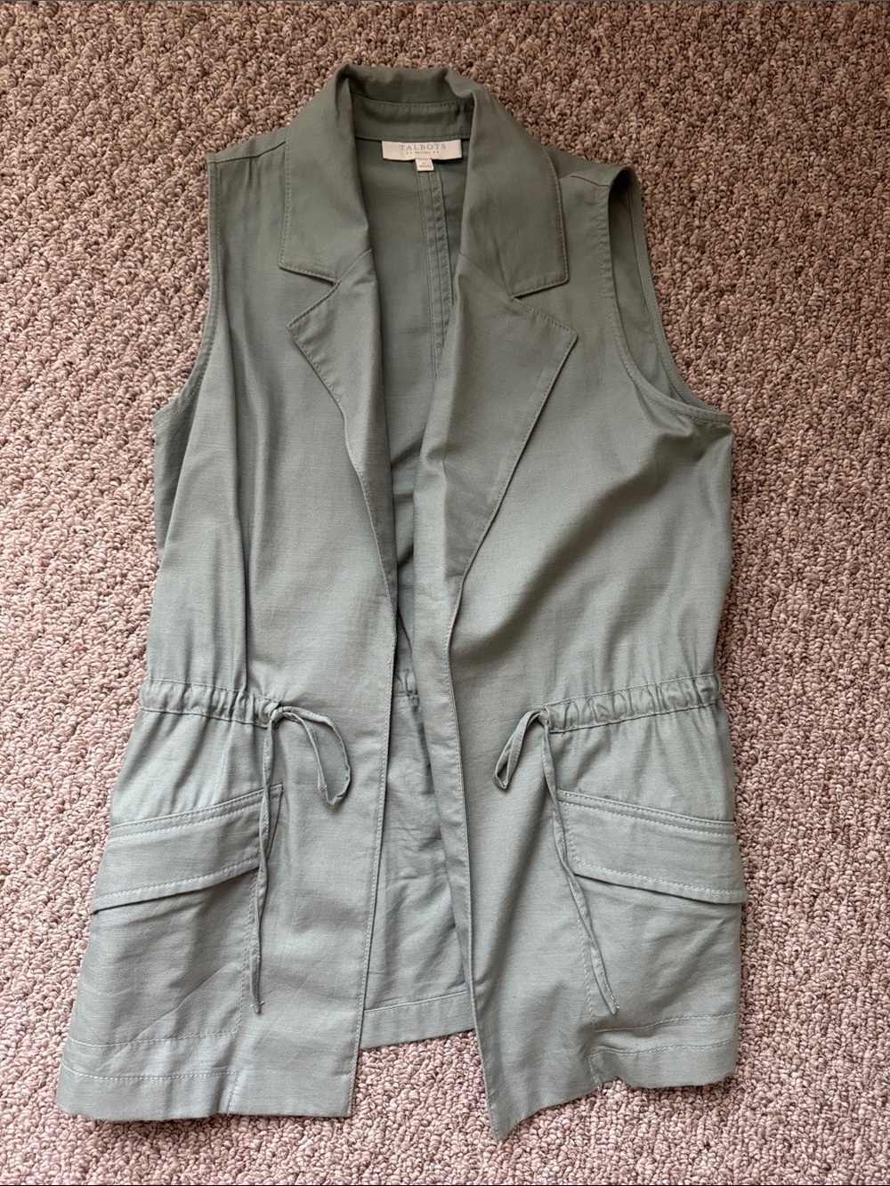 Talbots Olive Sage Drawstring Utility Vest